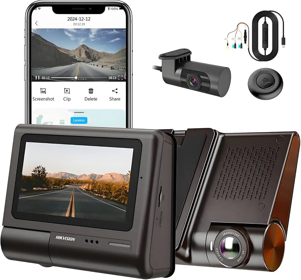 Hikvision G2PRO Dashcam Front Rear 4K + 1080P, SONY STARVIS Sensor，ADAS+GPS, Night Vision, 5GHz Wi-Fi, 3 Inch IPS Touch Screen, HDR, Parking Monitoring, WiFi App Control, G-Sensor, Loop Recording